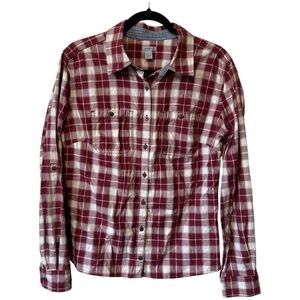Carhartt Burgundy and‎ White Plaid Shirt Sz M Button Down
